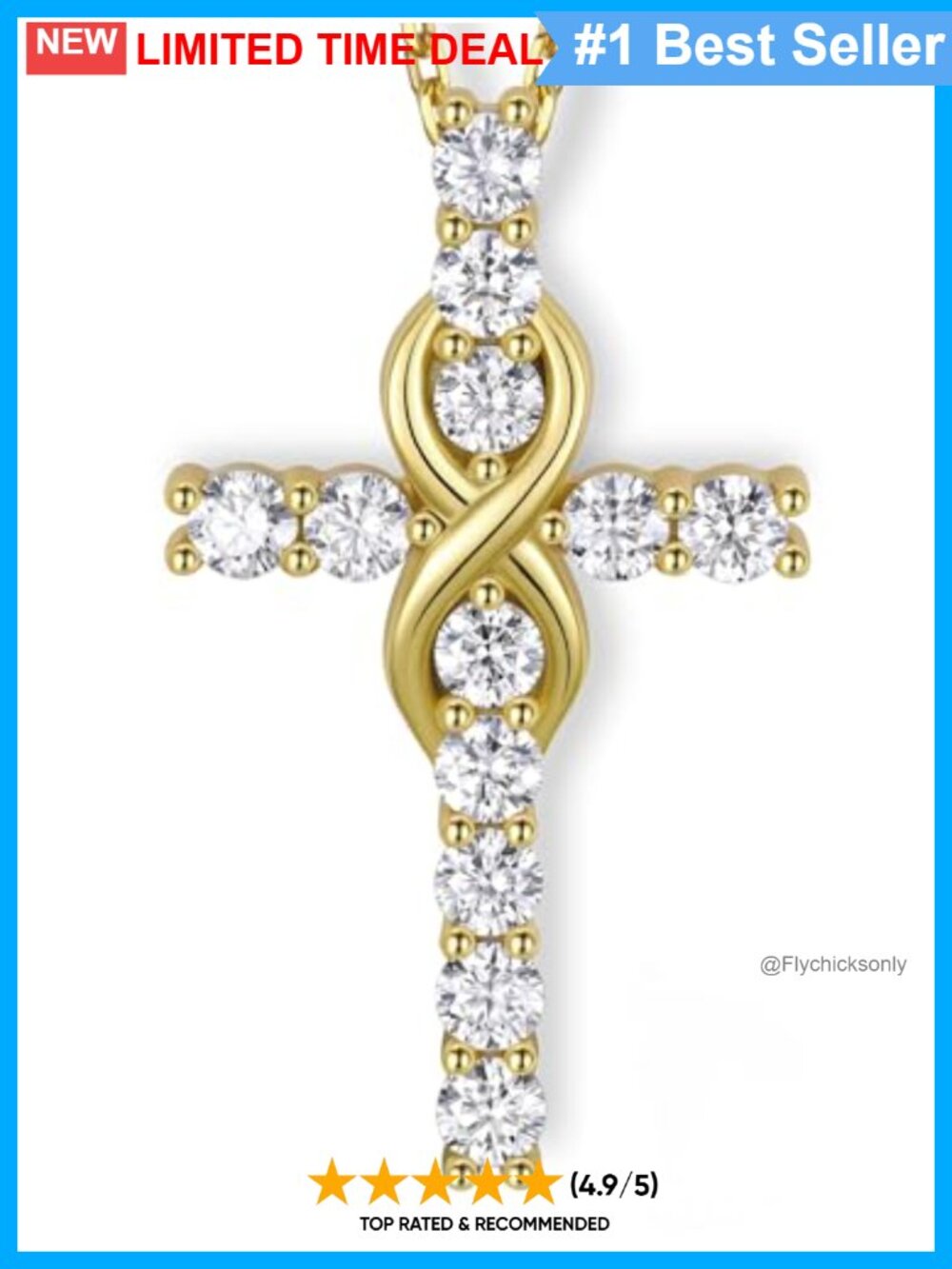 Moissanite Cross Necklace 1.2 CTW Sterling Silver Pendant Religious Gift